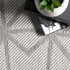Sanford Light Gray Geometric Outdoor Rug, 8x10