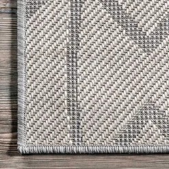 Sanford Light Gray Geometric Outdoor Rug, 5x8