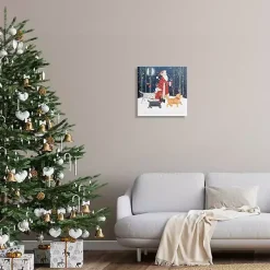 Santa and His Dogs Canvas Wall Plaque