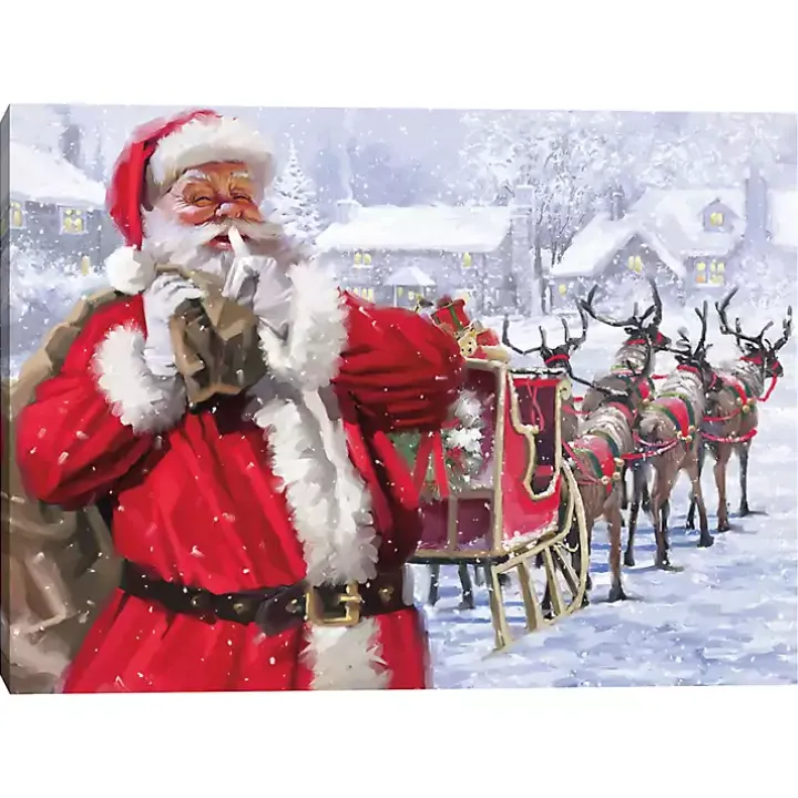 Santa and His Sleigh Canvas Art Print
