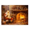 Santa by the Fire Canvas Art Print