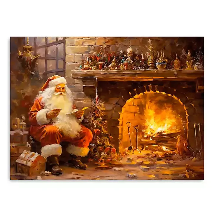 Santa by the Fire Canvas Art Print