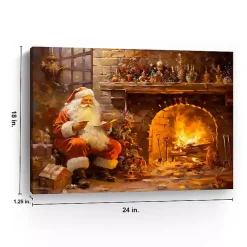 Santa by the Fire Canvas Art Print