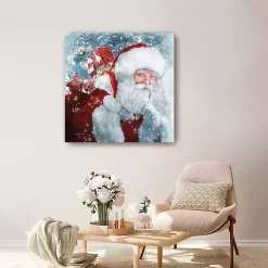 Santa Gifts & Snowflakes Canvas Print, 30x30 in.