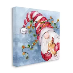 Santa Gnome with Lights Canvas Art Print