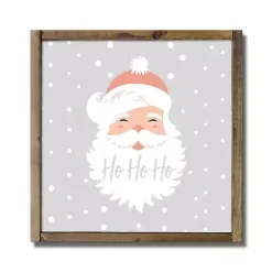 Santa Ho Ho Ho Walnut Wood Framed Wall Plaque