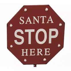 Santa Stop Here Metal Outdoor Sign
