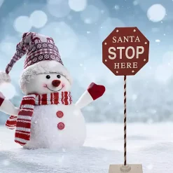 Santa Stop Here Metal Outdoor Sign