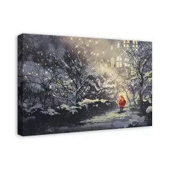 Santa Walking in the Snow Canvas Art Print