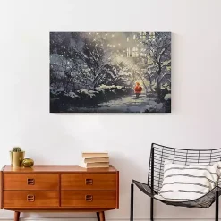 Santa Walking in the Snow Canvas Art Print