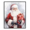 Santa with Red Gift Framed Art Print