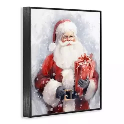 Santa with Red Gift Framed Art Print