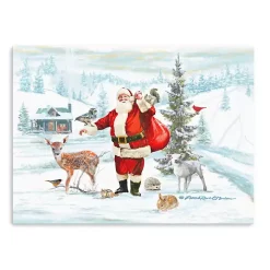Santa with Woodland Friends Canvas Art Print
