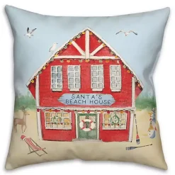 Santa's Beach House Indoor/Outdoor Pillow