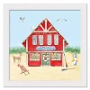 Santa's Beach House White Framed Canvas Art Print