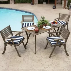 Sapphire Cabana Stripe Outdoor Seat Cushion