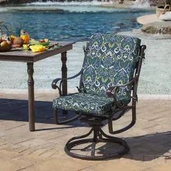 Sapphire Damask Luxe Outdoor Dining Chair Cushion