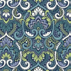 Sapphire Damask Luxe Outdoor Dining Chair Cushion