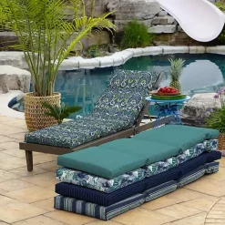 Sapphire Damask Outdoor Chaise Cushion