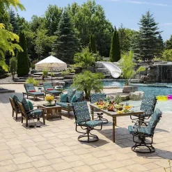 Sapphire Damask Outdoor Chaise Cushion