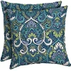 Sapphire Damask Outdoor Pillows, Set of 2