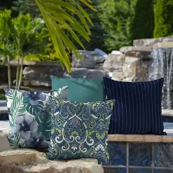 Sapphire Damask Outdoor Pillows, Set of 2