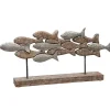 School of Fish Natural Wood Carved Sculpture