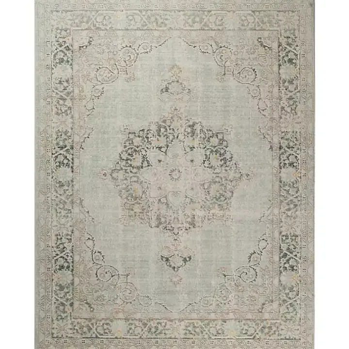 Sea Green Vintage Medallion Area Rug, 2x3
