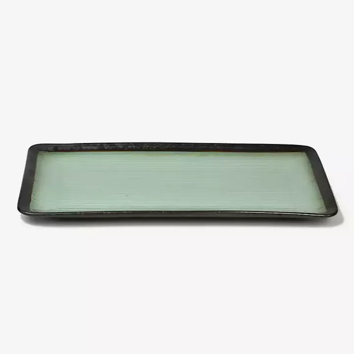Seafoam and Onyx Rectangular Serving Platter