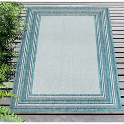 Seaglass Lined Frame Outdoor Area Rug, 6x9