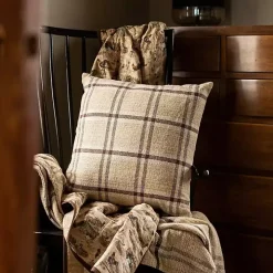 Sepia Woven Plaid Throw Pillow