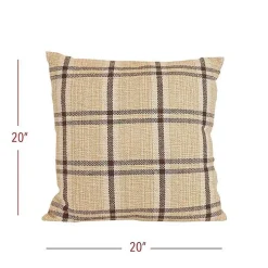 Sepia Woven Plaid Throw Pillow