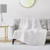 Serta White Shaggy Faux Fur Heated Throw