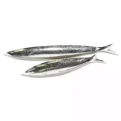 Silver Aluminum Metallic Fish Trays, Set of 2