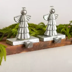 Silver Angel Stocking Holders, Set of 2