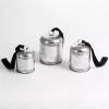 Silver Bells with Black Velvet Ribbons, Set of 3