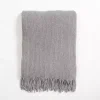 Silver Blue Chenille Ribbed Throw