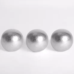 Silver Ceramic 4 in. Orbs, Set of 3
