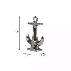 Silver Ceramic Anchor Statue, 10 in.