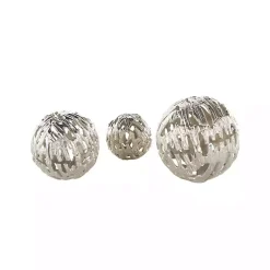 Silver Cut-Out Metal Orbs, Set of 3