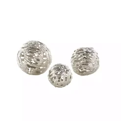 Silver Cut-Out Metal Orbs, Set of 3