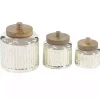 Silver Glass Jars with Wooden Lids, Set of 3