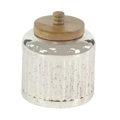 Silver Glass Jars with Wooden Lids, Set of 3