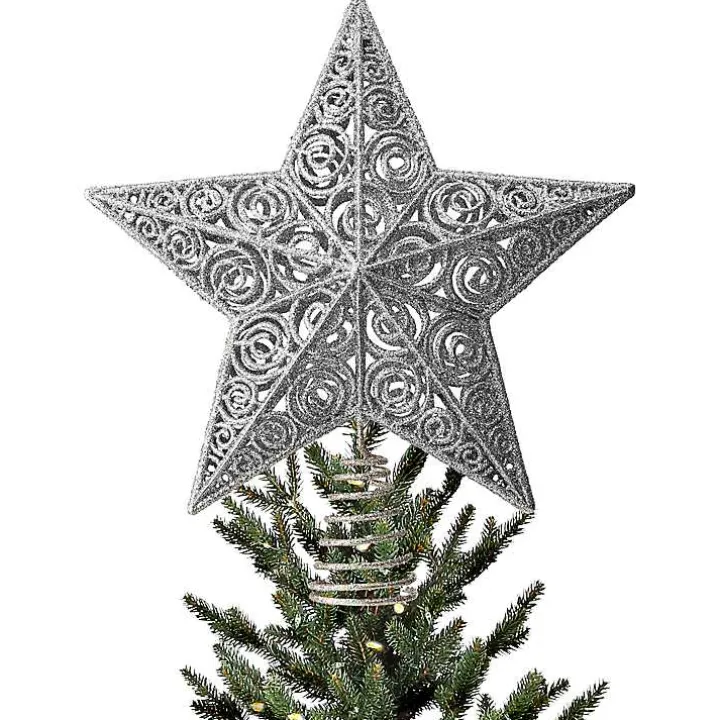 Silver Glitter Classic Star Tree Topper
