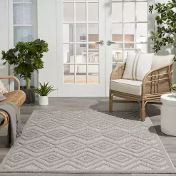 Silver Gray Diamond Indoor/Outdoor Area Rug, 4x6