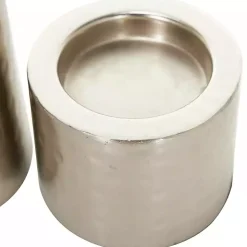 Silver Hammered Metal Candle Holders, Set of 3