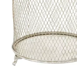 Silver Metal Bird Cage Cloche Lanterns, Set of 2