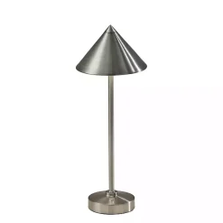 Silver Metal Cone Shade Cordless Table Lamp
