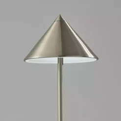 Silver Metal Cone Shade Cordless Table Lamp