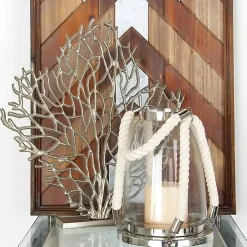 Silver Metallic Coastal Branch Statue